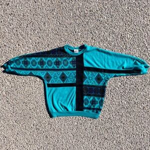 Geometric Graff Californiawear 1980s Batwing 3/4 Sleeve Sweater Women’s Size (M)